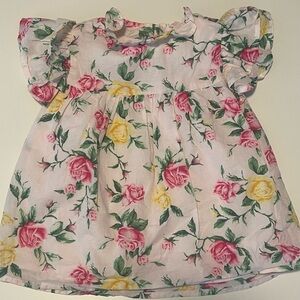 Janie and Jack floral top with Pink and Yellow Roses Size: 3T